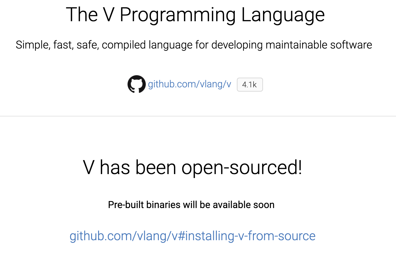 千呼万唤始出来:V语言终于开源上线啦